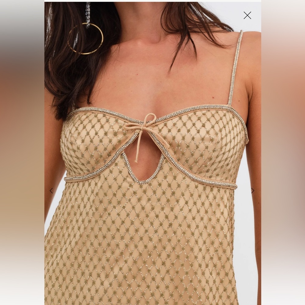 For Love & Lemons Gold Mini Dress - Picture 3 of 5